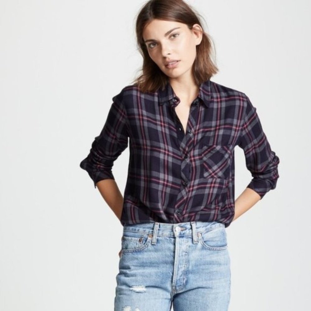 Rails Hunter Plaid Coal Grey Rose Shirt